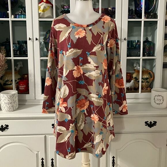 Floral Tunic Dress Long Sleeve Sz Small Viamor - Picture 1 of 9